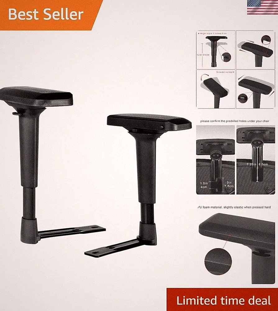 Black Height Adjustable Chair Arms Pair