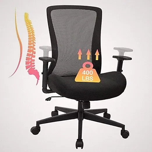 Heavy Duty Big and Tall Office Chair 400lb for Heavy People, Ergonomic Black