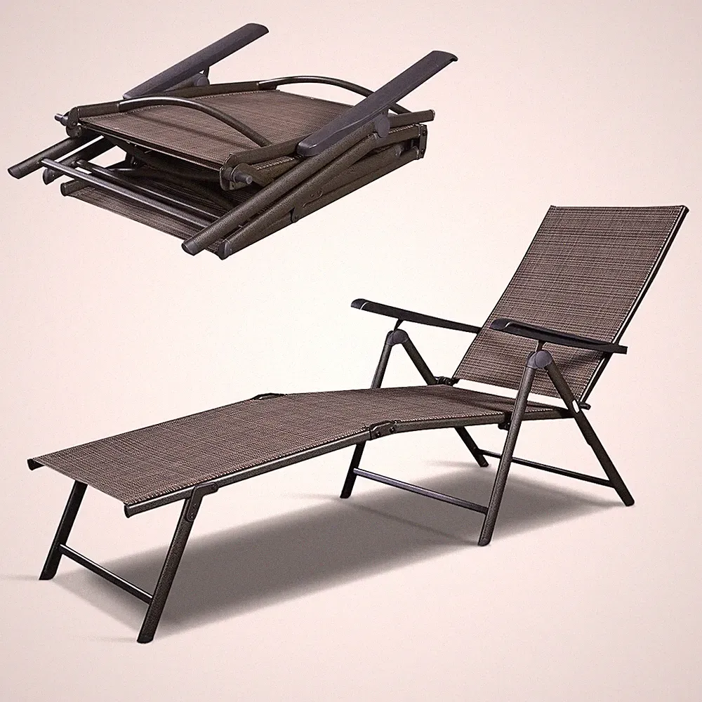 Patio Chaise Lounges, Outdoor Reclining Lounge Chairs with Adjustable Backres...