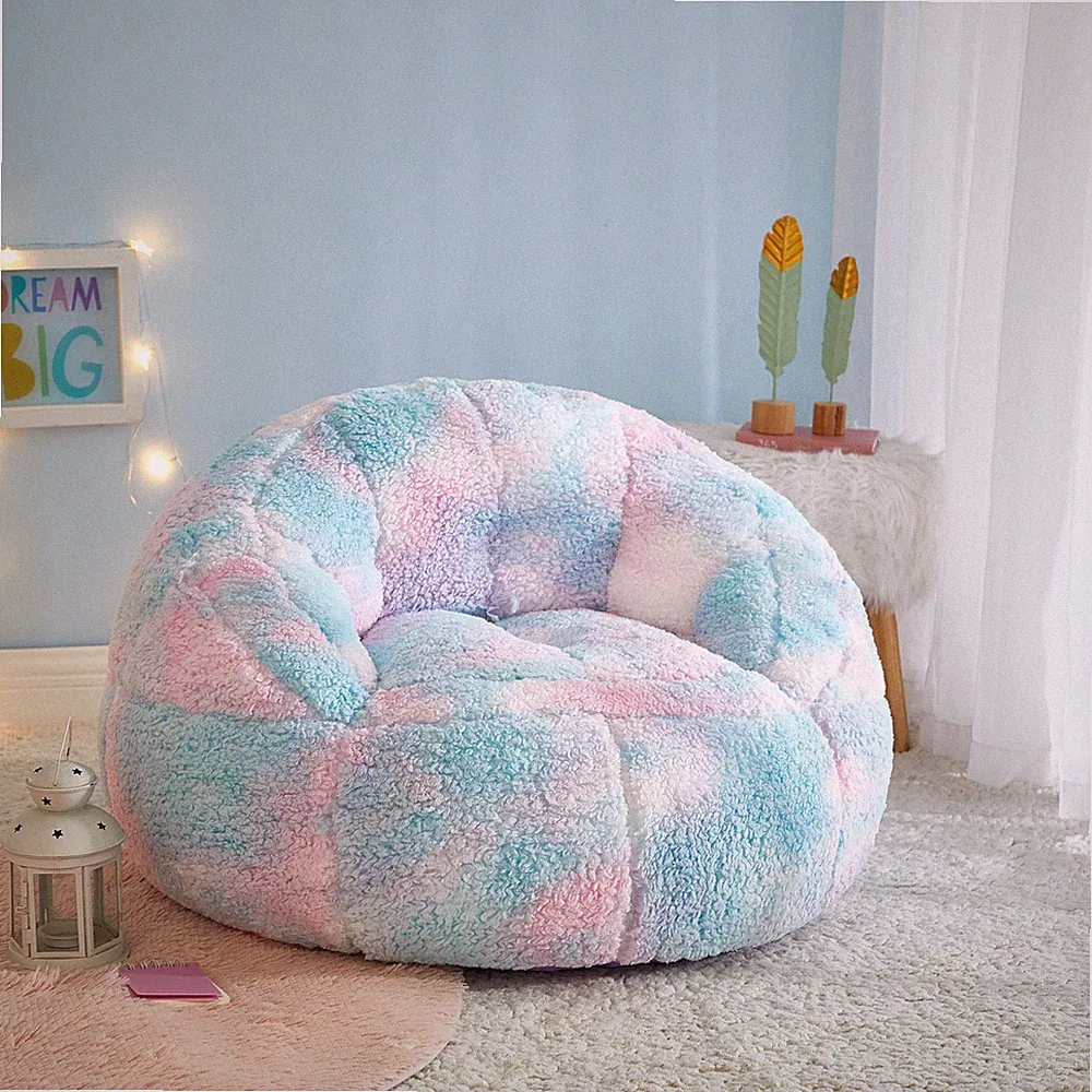 Super Soft Teddy Sherpa Bean Bag Chair, Pink Blue Kids Home Bedroom Easy Clean