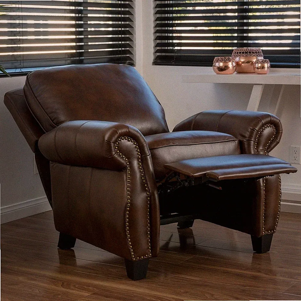 Upholstered Recliner Club Chair, Two Toned Brown
