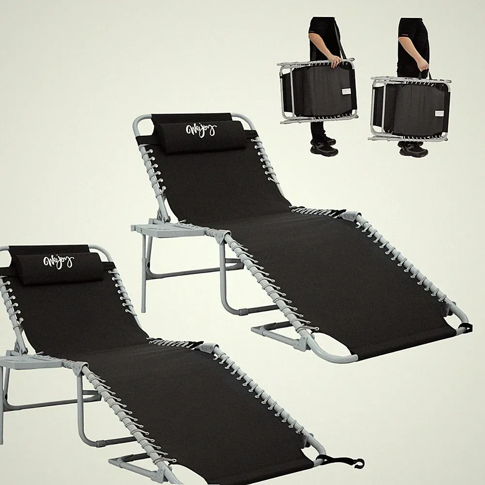 #WEJOY 2 Pack Outdoor Chaise Lounge Chair - Portable Folding Patio Pool Loung...